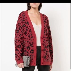 Red Leopard oversized cardigan. Anine Bing. Size M